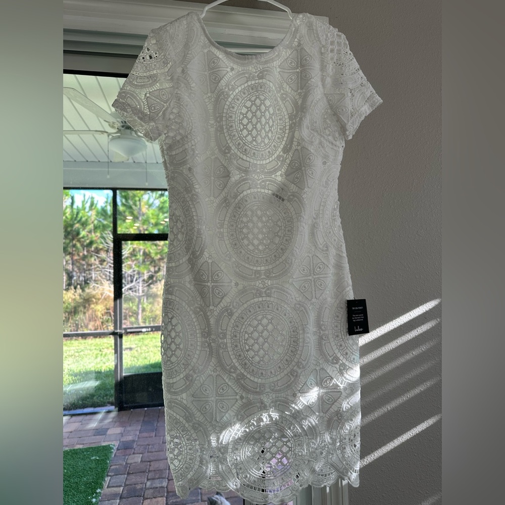 White Boho Lulu’s Mini Low Back Dress Size XL